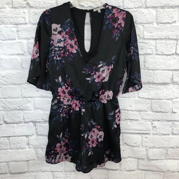 Charlotte Russe Pants - Charlotte Russe Satiny Shorts Romper LowCut V Neck